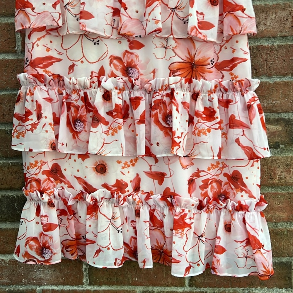 Badgley Mischka Floral Ruffle Dress - Picture 5 of 9